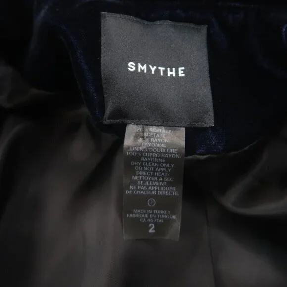 Smythe Velvet Peaked Lapel Blazer Navy Blue Size 2 - Picture 7 of 13